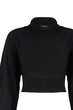 Siyah Super Crop Basic Triko Kazak TWOAW21KZ0163