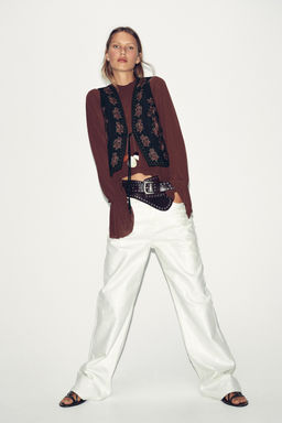 FAUX SUEDE WAISTCOAT WITH BEADED EMBROIDERY - Zara фото 3