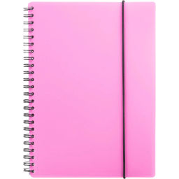 Бизнес-тетрадь Тетрадь Attache Neon А5 80л кл.спираль, обл.пластик, розовый