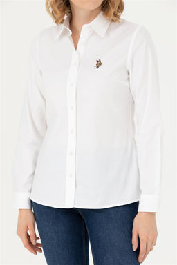 Женская белая базовая рубашка с длинным рукавом - U.s. polo assn фото 13