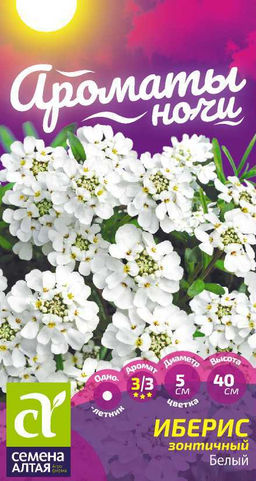 Цветы Иберис Белый зонтичный/Сем Алт/цп 0,1 гр. Ароматы ночи (2028 / 32255)