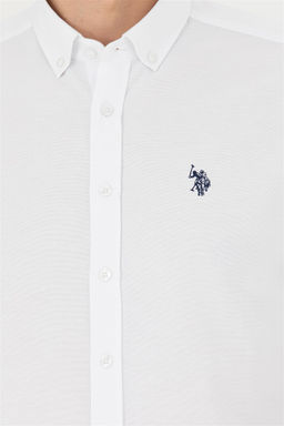 Мужская белая базовая рубашка с длинным рукавом - U.s. polo assn фото 7