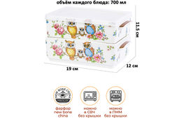 Набор 2 блюд д/холодца 800 мл 20*12,5*11,5 см Совушки NEW BONE CHINA - Elan gallery фото 11