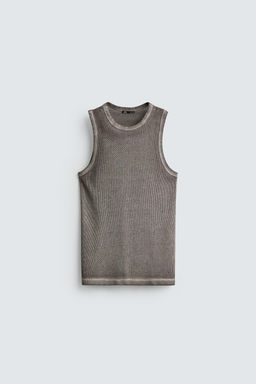 CAMISETA TANK ESTRUCTURA CALADOS / Gris - Zara фото 6