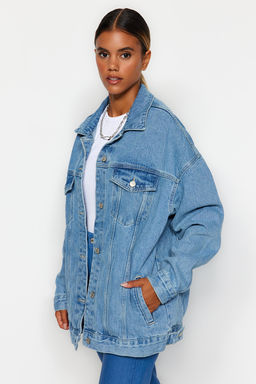 Mavi Oversize Trucker Denim Ceket TWOAW23CE00189 - Trendyolmilla фото 9