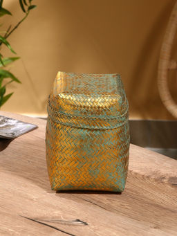 Корзинка плетёная «Голден», 16×16×23 см, голубая