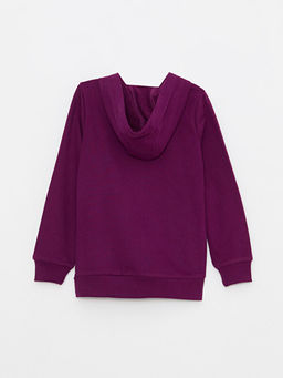Kap??onlu Basic Uzun Kollu K?z ?ocuk Fermuarl? Sweatshirt