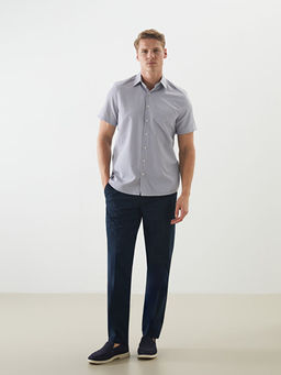 Regular Fit K?sa Kollu Ekose Poplin Erkek G?mlek