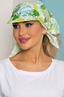 Косынка из натурального хлопка с козырьком (зеленая монстера) - Lt collection фото 4