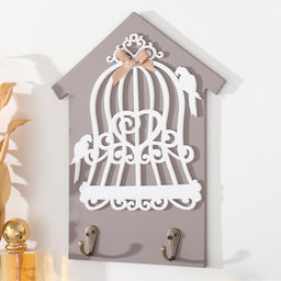 Настенные крючки декоративные «Два попугая и клетка», дерево, 20×0.5×26 см