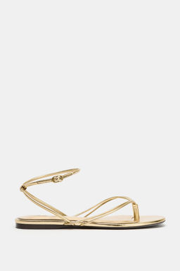 SANDALIA PLANA EFECTO METALIZADO / Oro - Zara фото 2