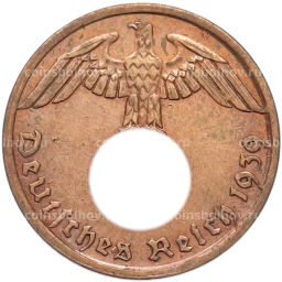 Монета 1 рейхспфенниг 1939 года A Германия