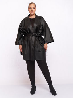 Кардиган кожаный KA04209BLK01