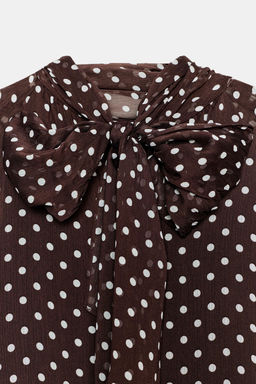 POLKA DOT BLOUSE WITH BOW - Zara фото 10