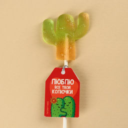 Цена за 2 шт. Леденец кактус на палочке, МИКС цветов, 15 г.