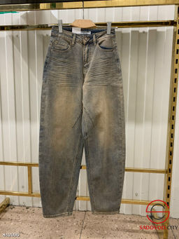 Джинсы багги с высокой посадкой