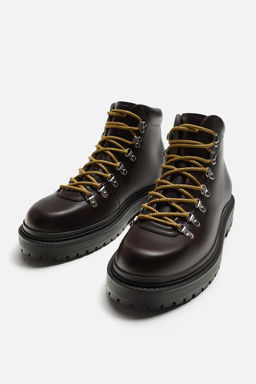 LEATHER LACE-UP BOOTS - Zara фото 5