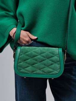 Сумка замшевая на плечо Deboro 30791 зеленая весна