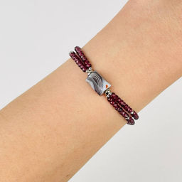 Браслет двойной из Граната и ботсванского Агата 16 см +