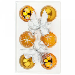 Елочная игрушка гирлянда стеклянная Обаяние, набор 2 штуки по 3 шара 6,2см, ручная художественная роспись, цвета микс, подарочная упаковка (Россия)