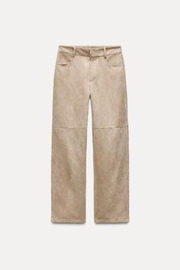 FAUX SUEDE STRAIGHT-LEG TROUSERS - Zara фото 3