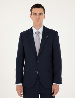 Lacivert Slim Fit Tak_m Elbise