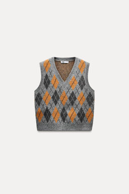 DIAMOND JACQUARD KNIT WAISTCOAT - Zara фото 5