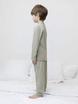 К 1606/оливковый хаки,маленькая клеточка пижама дет