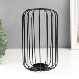 Металлический подсвечник на 1 свечу «Лофт. Прутья», чёрный, 24×13.5×13.5 см