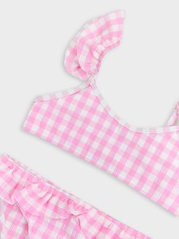 Купальник для девочек раздельный розовый в клетку - Mark formelle фото 8