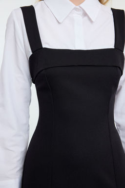 TRENDYOLMILLA Lacivert Cizgili Gomlek Detayl? Vucuda Oturan Mini Dokuma Elbise TWOAW25EL00423 фото 4