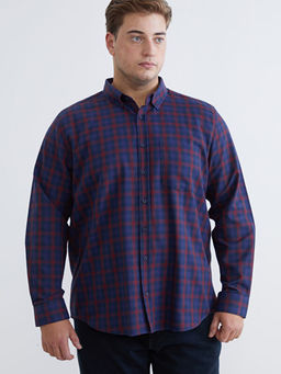 B?y?k Beden Regular Fit Uzun Kollu Ekose Erkek G?mlek