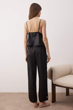 Siyah 4lu Ceyiz Set Saten Dokuma Gecelik+Sabahl?k+Pijama Tak?m? THMAW26PT00210 - Trendyolmilla фото 9