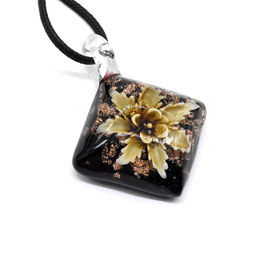 Подвеска Ромб из муранского стекла 35*50мм цв.карамельный