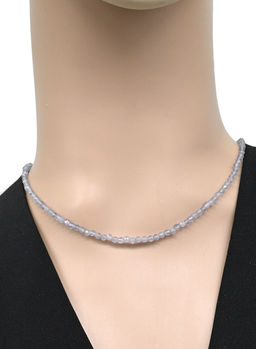 Чокер из улексита с эффектом кошачьего глаза шарик гр.3мм цвет сиреневый, 40см