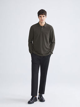 Polo Yaka Uzun Kollu Erkek Sweatshirt