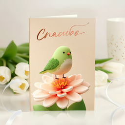 Открытка 4 шоколадки "Спасибо (зелёная птичка)"