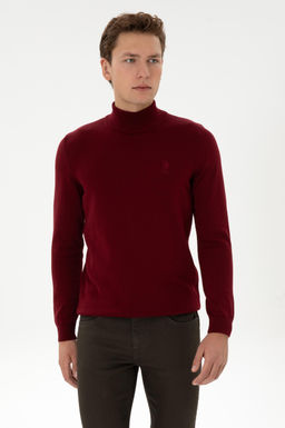 Erkek Slim Fit Yar_m Bo_azl_ Bordo Basic Kazak - U.s. polo assn фото 3