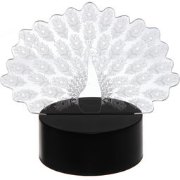 Цена за 2 шт. Светильник ночник "3D-Павлин" на пластиковой подставке, с включателем USB