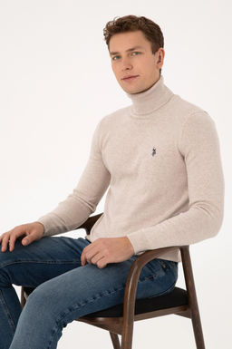 Erkek Slim Fit Bo_azl_ Yaka Ta_ Melanj Kazak - U.s. polo assn фото 3