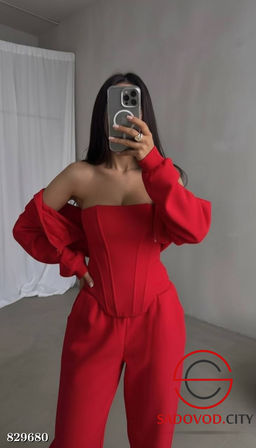 Корсет + брюки палаццо + худи на молнии