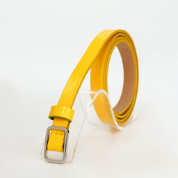Ремень женский тонкий, 110×1.3 см, прямоугольная пряжка металл, серебристая, жёлтый