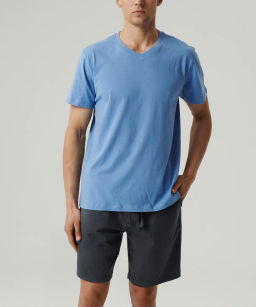 ATLANTIC NMP-379E Пижама мужская Solid голубой + графитовый