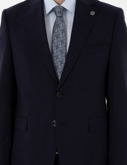 Lacivert Slim Fit Y_n Tak_m Elbise