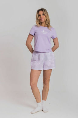 Пижама футболка и шорты М325292Псб Сиреневый/Белый - Елена фото 4