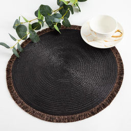 Салфетка сервировочная Доляна Блеск,цв.черный, d 38 см