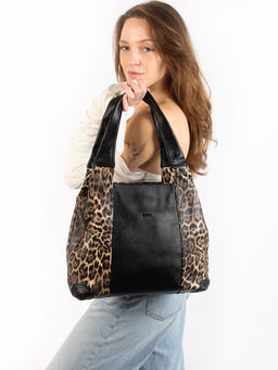 LACCOMA сумка Валери-HL040-леопард  темно-коричневый/черный эко кожа хлопок