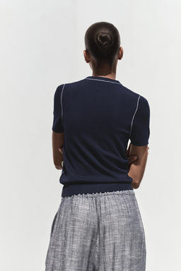 SHORT SLEEVE KNIT TOP WITH PIPING - Zara фото 38
