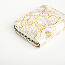 Кошелёк на молнии, с вышивкой, маленький, чёрный