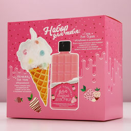 Подарочный набор косметики Моей ягодке, гель для душа 300 мл и мочалка, аромат клубники в шоколаде, Чистое счастье фото 3